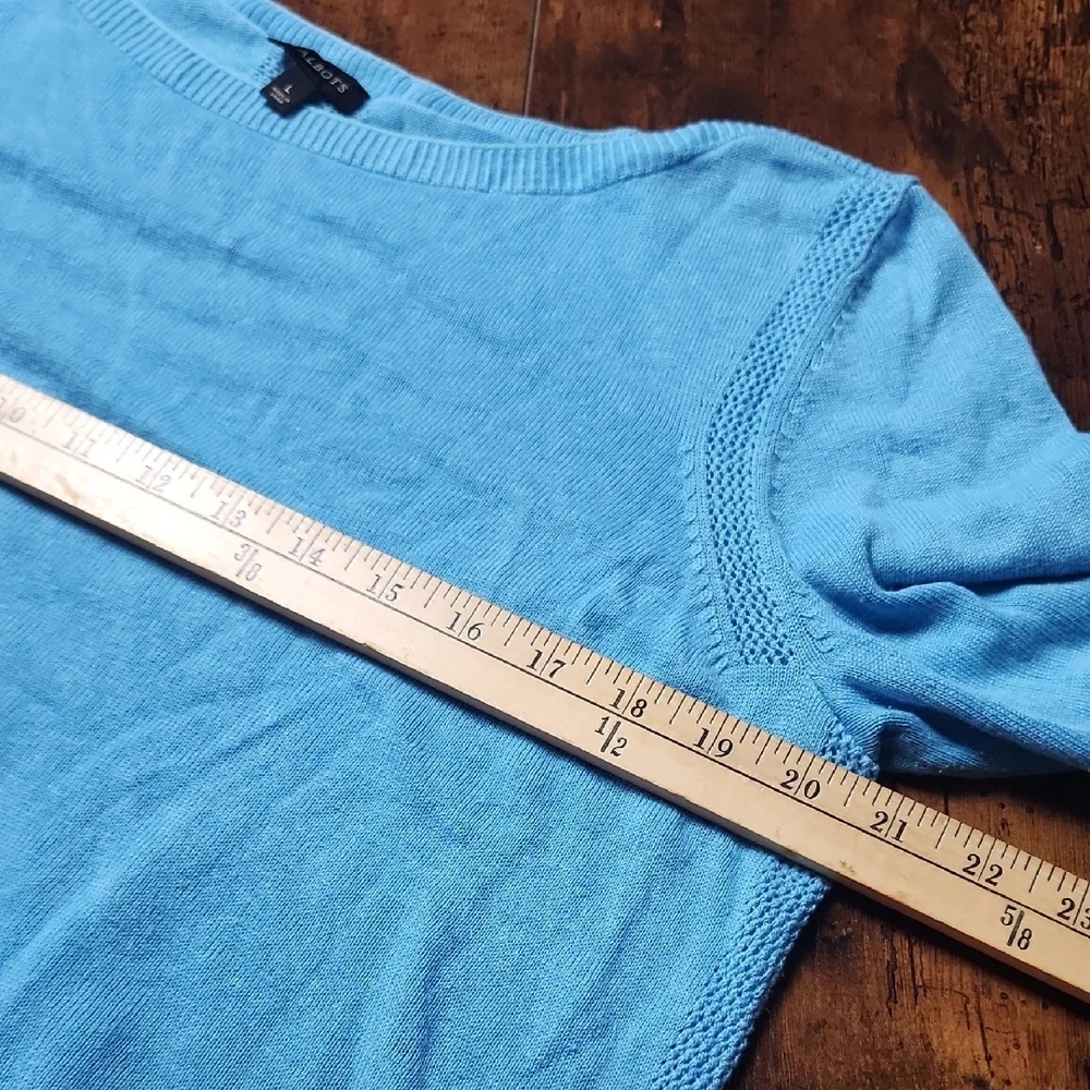 TALBOTS | Light Blue Linen Blend Preppy Breathable‎ Scoop Neck Knit Sweater | L